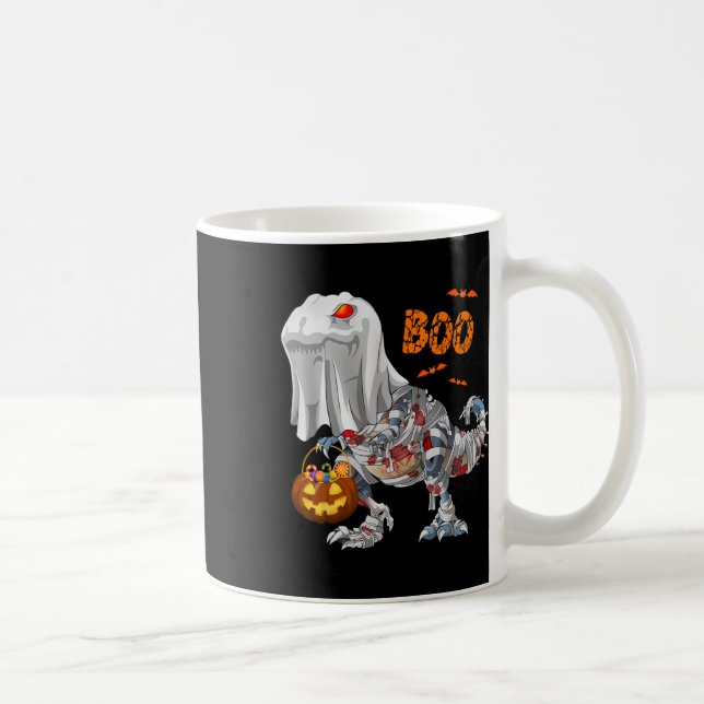 Spök Zombie Mummy Dinosaur Rolig Boo Halloween Pu Kaffemugg (Höger)