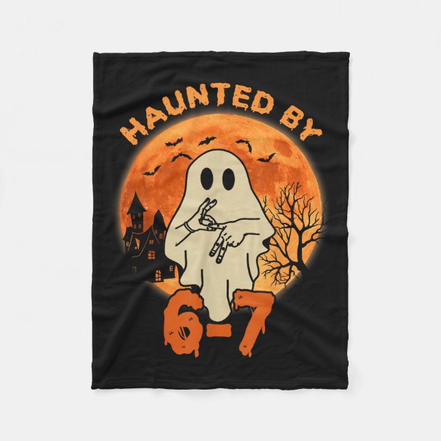 Spökad av 67 Halloween Ghost Six Seven Gen Alpha Fleecefilt (Framsidan)