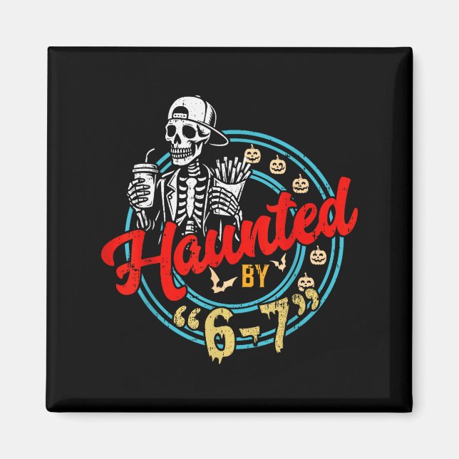 Spökad av 67 roliga skelett- och pumpa-Halloween Magnet (Framsidan)