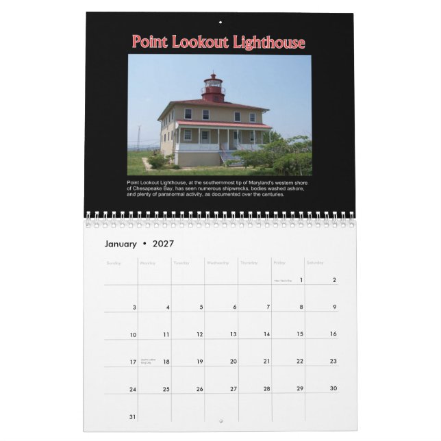 Spökad ställen i Förenta staterna väggkalender Kalender (Jan 2027)