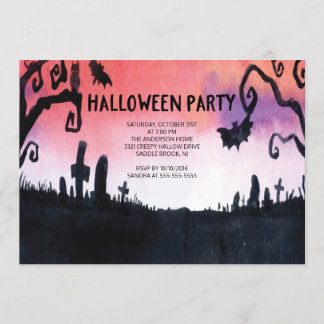 Spökade kyrkogårdhalloween festinbjudningar inbjudningar