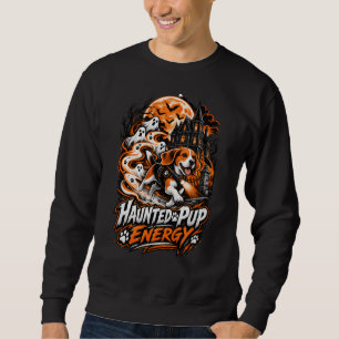 Spökaktig Valp Energi Beagle Halloween Spökjägare Lång Ärmad Tröja