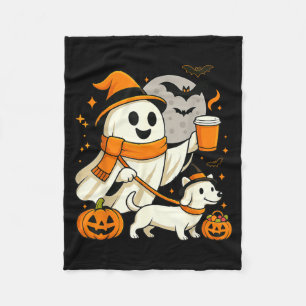 Spökande Dachshund Skräckig Säsong Halloween Fleecefilt