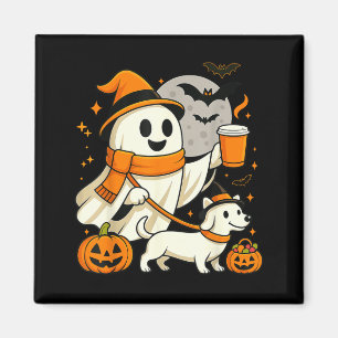 Spökande Dachshund Skräckig Säsong Halloween Magnet