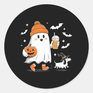 Spökande Dachshund Skräckig Säsong Halloween Runt Klistermärke