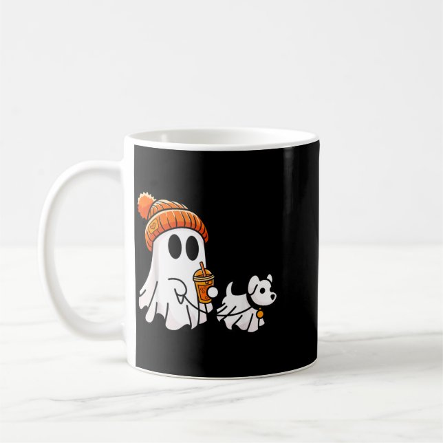 Spökande hund rolig Halloween-kostym Kaffemugg (Vänster)