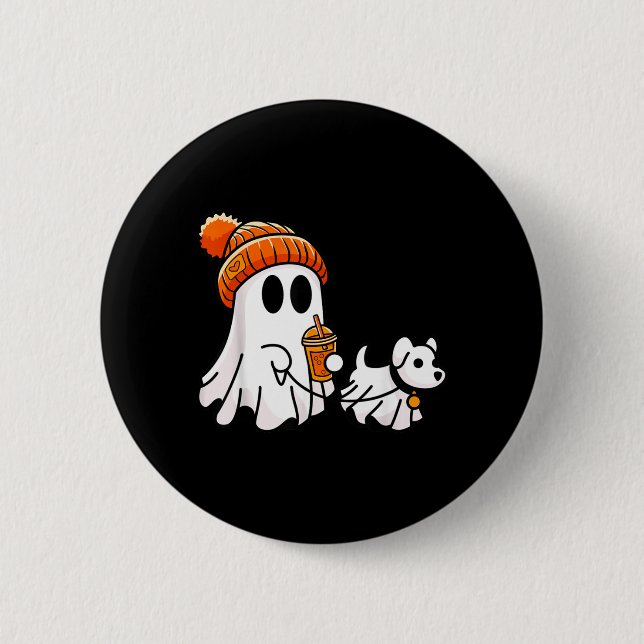 Spökande hund rolig Halloween-kostym Knapp (Framsida)