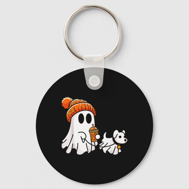 Spökande hund rolig Halloween-kostym Nyckelring (Framsida)