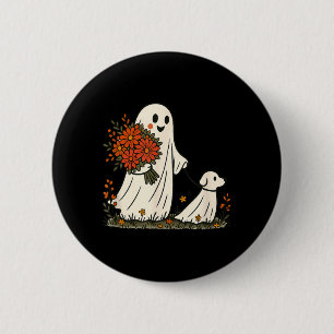 Spökande hund skum skojig Halloween hundälskare Knapp