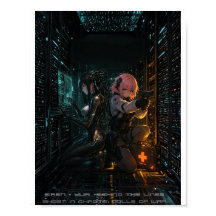 Spökande i Chrome Cyberpunk Anime Affisch