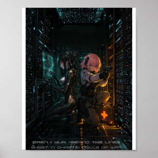 Spökande i Chrome Cyberpunk Anime Affisch