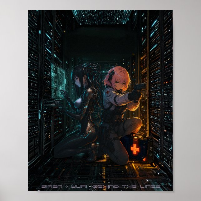 Spökande i Chrome Cyberpunk Anime Affisch (Framsidan)