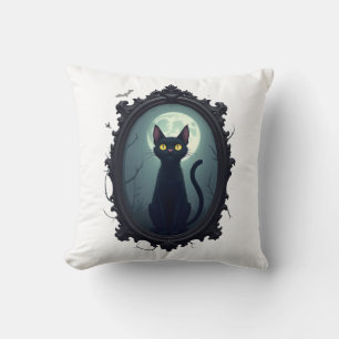 Spökande katt spegel kudde