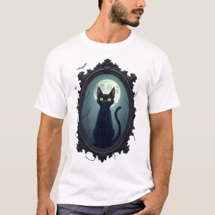 Spökande katt spegel t shirt
