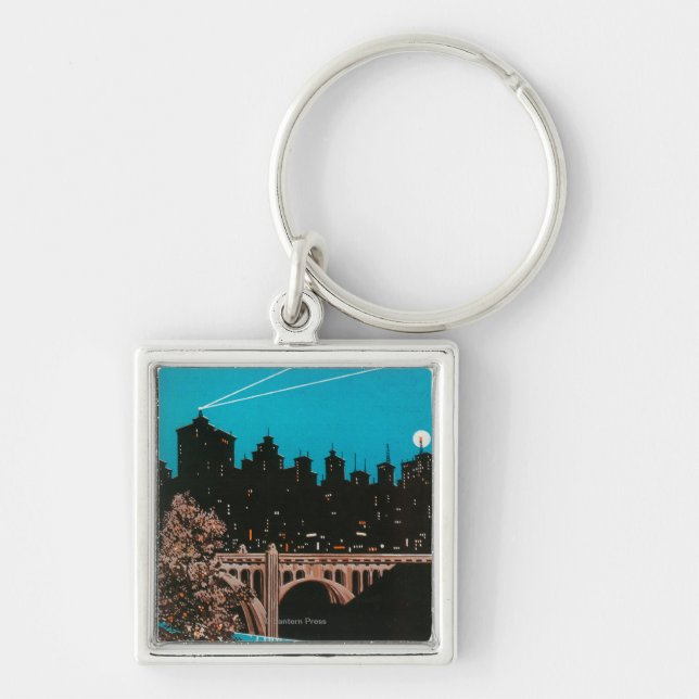 Spokane Advertising Poster #1Spokane, WA Fyrkantig Silverfärgad Nyckelring (Framsidan)