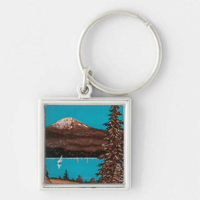 Spokane Advertising Poster #2 Spokane, WA Fyrkantig Silverfärgad Nyckelring (Framsidan)