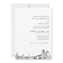 Spokane Bröllop Elegant Skyline-inbjudan
