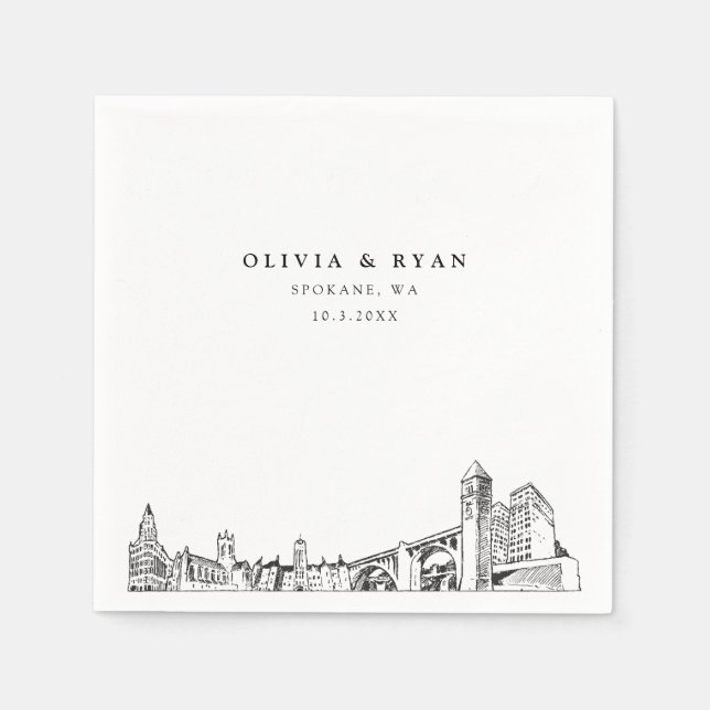 Spokane Bröllop minimalistisk Papper Pappersservett (Framsidan)