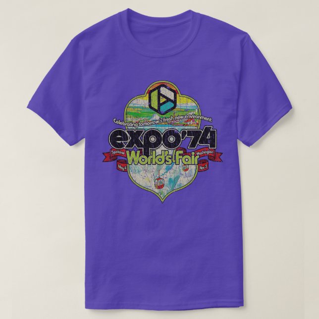 Spokane Expo 74 World Fair Vapensköld 1974 T Shirt (Design framsida)
