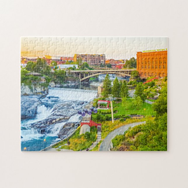 Spokane Falls Jigszle Puzzle Pussel (Horisontell)