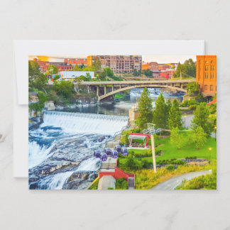 Spokane Falls Washington Helgdag Card Julkort
