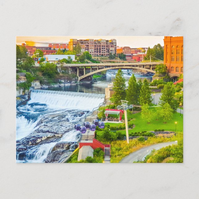 Spokane Falls Washington-vykort Vykort (Framsida)