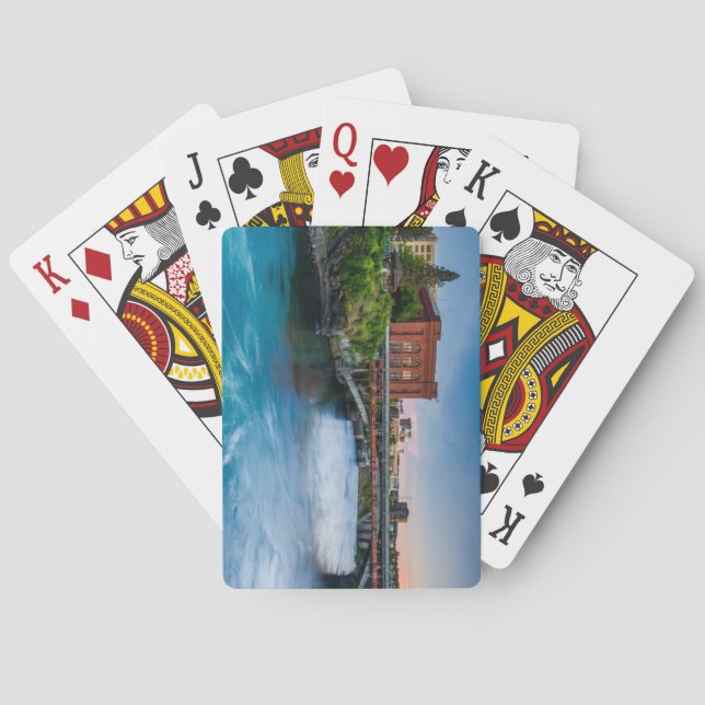 Spokane, floden Washington-Spokane vid Sunset Casinokort (Baksidan)