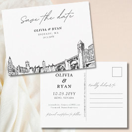 Spokane Save Date Postcard Elegant bröllop Vykort