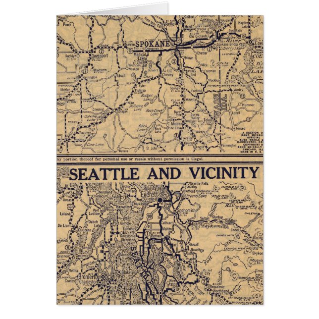 Spokane, Seattle Hälsningskort (Framsidan)