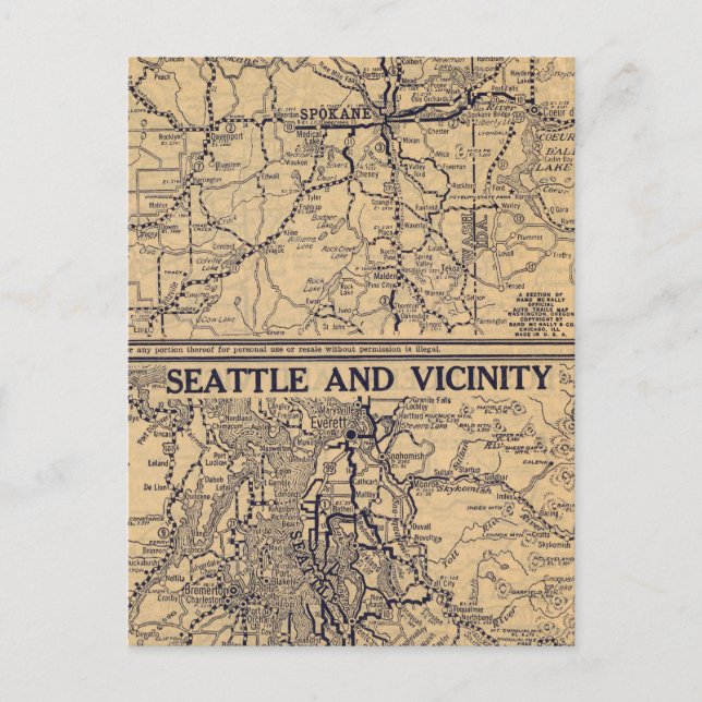 Spokane, Seattle Vykort (Framsida)