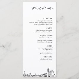 Spokane Skyline Modern Bröllop Dinner Menu Meny