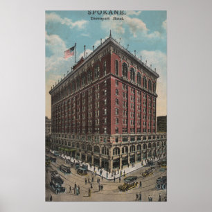 Spokane WA - beskåda av det Davenport hotellet Poster