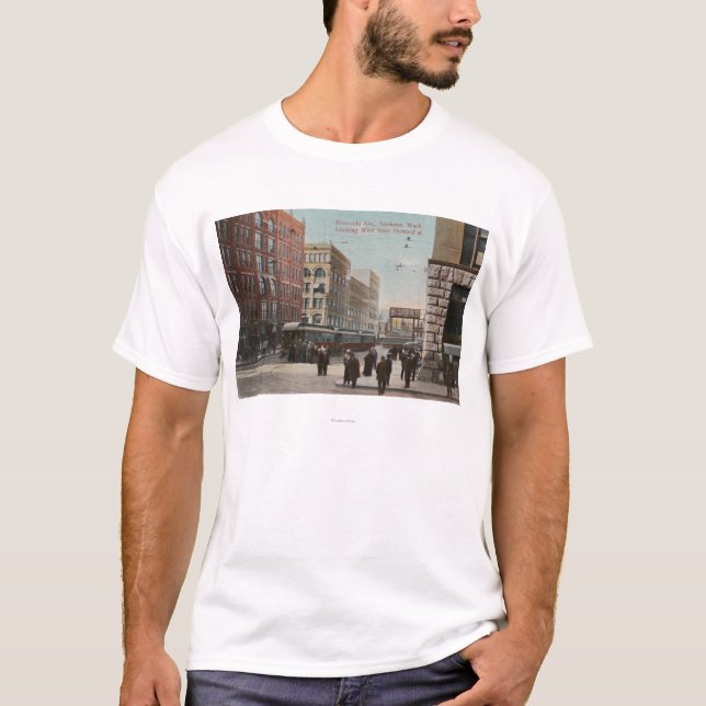 Spokane WA - beskåda av flodstranden Ave. & Howard T Shirt (Framsida)