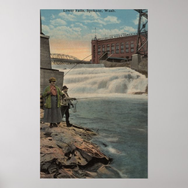 Spokane, WA - Kretsfiske på nedre vallar Poster (Framsidan)