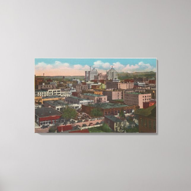 Spokane, WA - Skyline View of Downtown Canvastryck (Framsida)