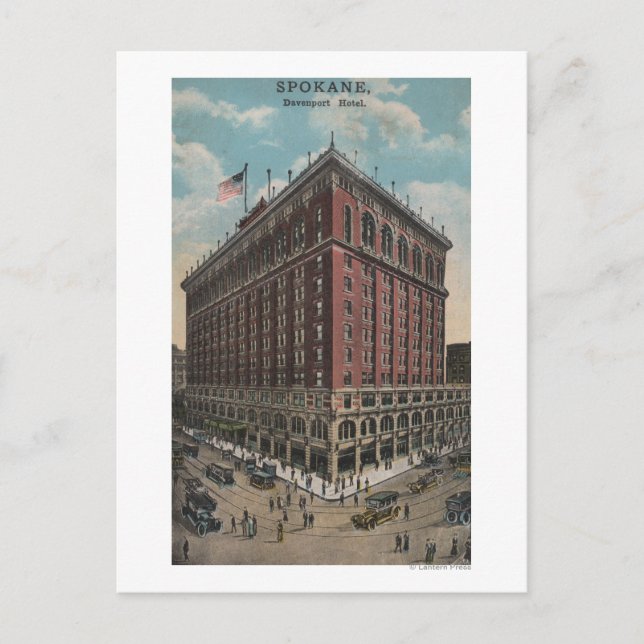 Spokane, WA - Utsikt över Davenport Hotel Vykort (Framsida)