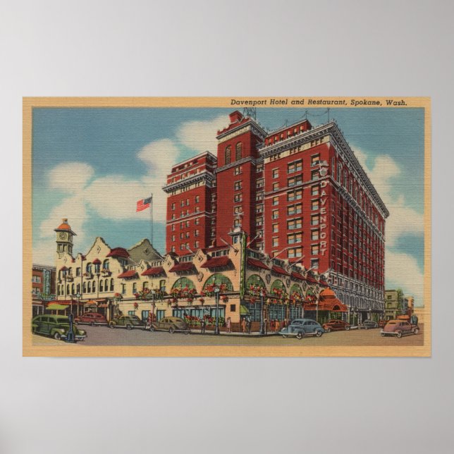 Spokane, WA - View of Davenport Hotel #2 Poster (Framsidan)