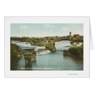 Spokane, WA - View of Mitten Falls & River Hälsningskort