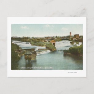 Spokane, WA - View of Mitten Falls & River Vykort