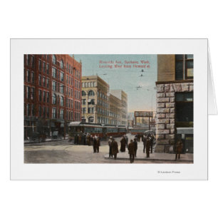Spokane, WA - View of Riverside Ave. & Howard St Hälsningskort