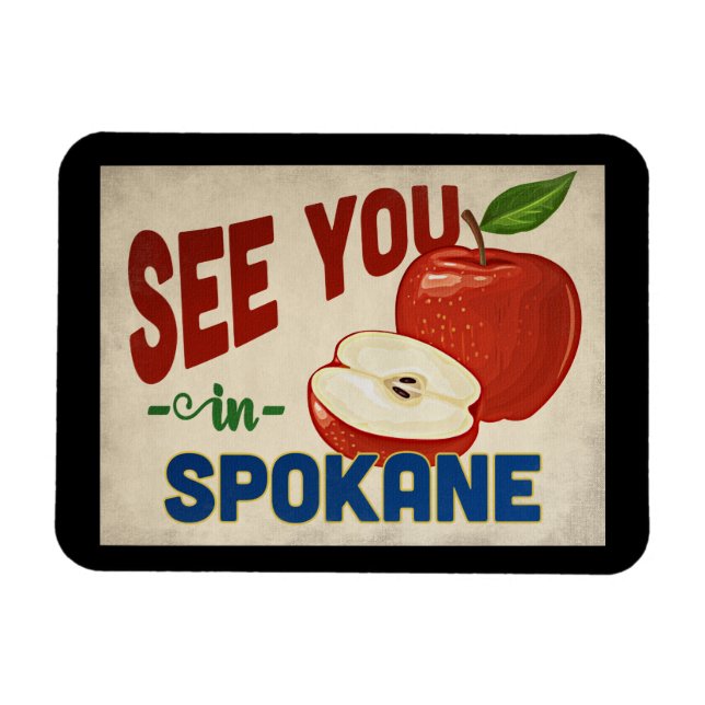 Spokane Washington Apple - Vintage resor Magnet (Horisontell)