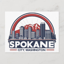 Spokane Washington DC Siluett Vykort