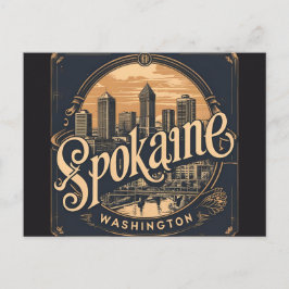 Spokane Washington DC Siluett Vykort