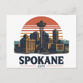 Spokane Washington DC Siluett Vykort