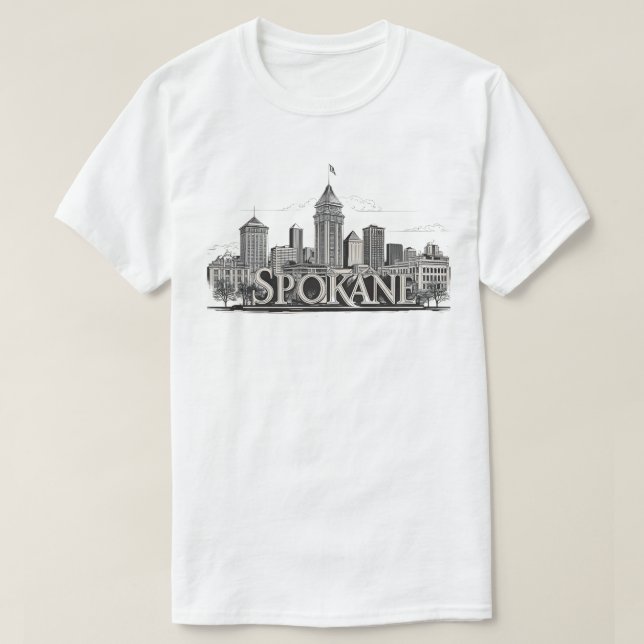 Spokane Washington DC Skyline T Shirt (Design framsida)