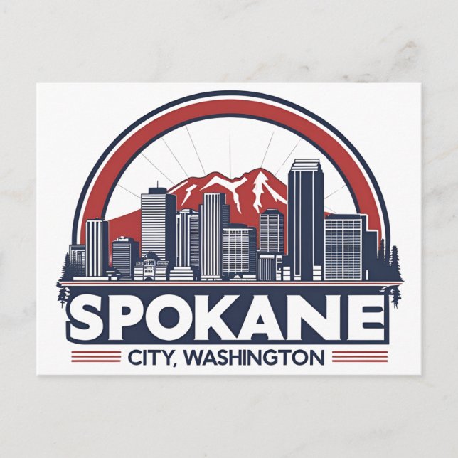 Spokane Washington DC Skyline Vykort (Framsida)