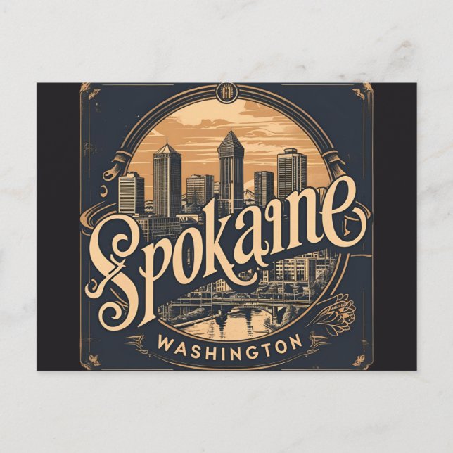 Spokane Washington DC Skyline Vykort (Framsida)