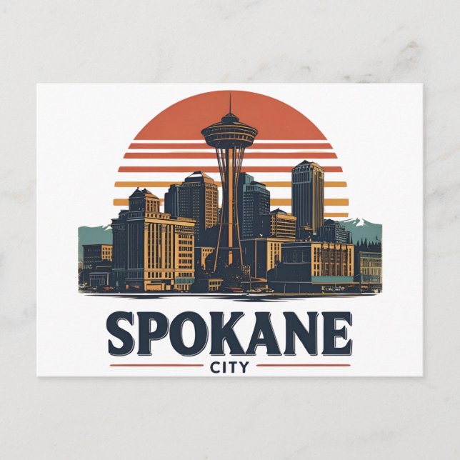 Spokane Washington DC Skyline Vykort (Framsida)
