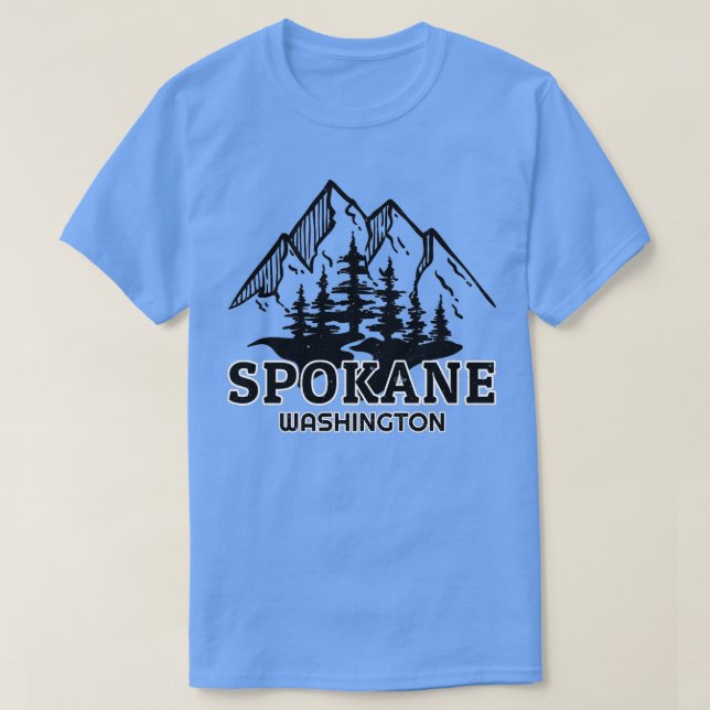 Spokane Washington Mountain Retro Vintage Distress T Shirt (Design framsida)