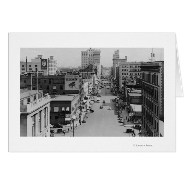 Spokane, Washington - Riverside Avenue Hälsningskort (Framsidan Horizontal)